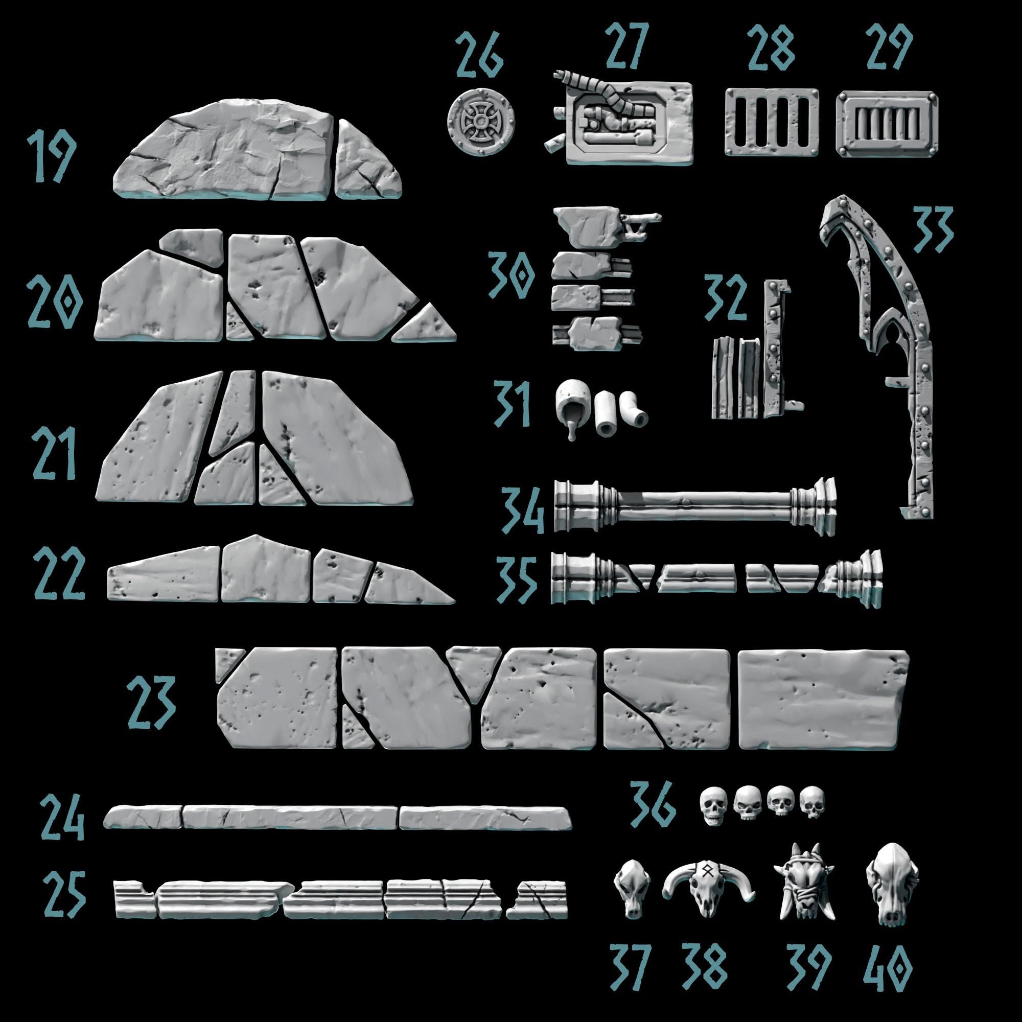 Greytide Studios Primal Hounds Basing bits set 2 upgrade kit