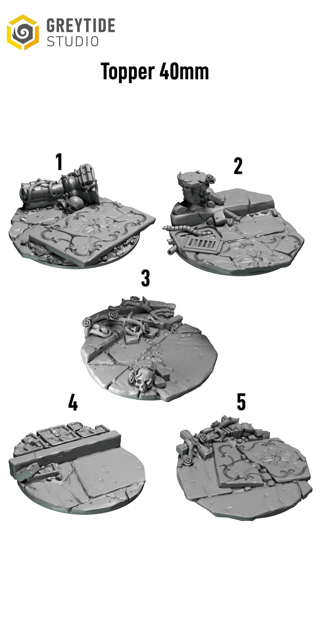 Greytide Studios Crimson lords base toppers 40mm base 5x