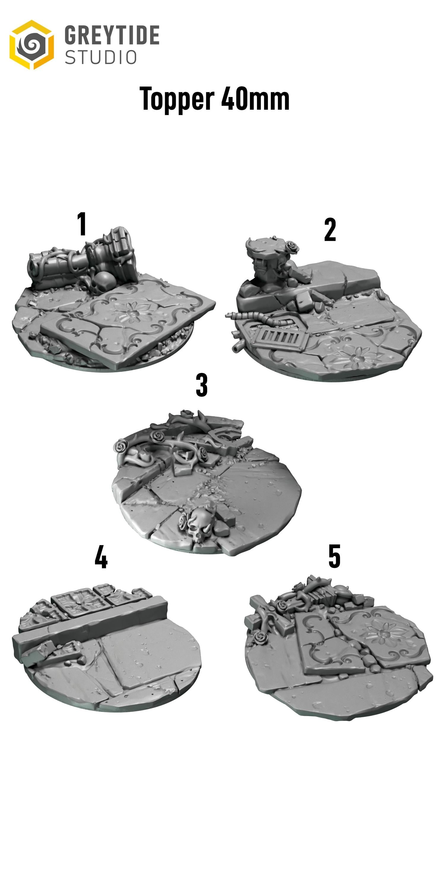 Greytide Studios Crimson lords base toppers 40mm base 5x