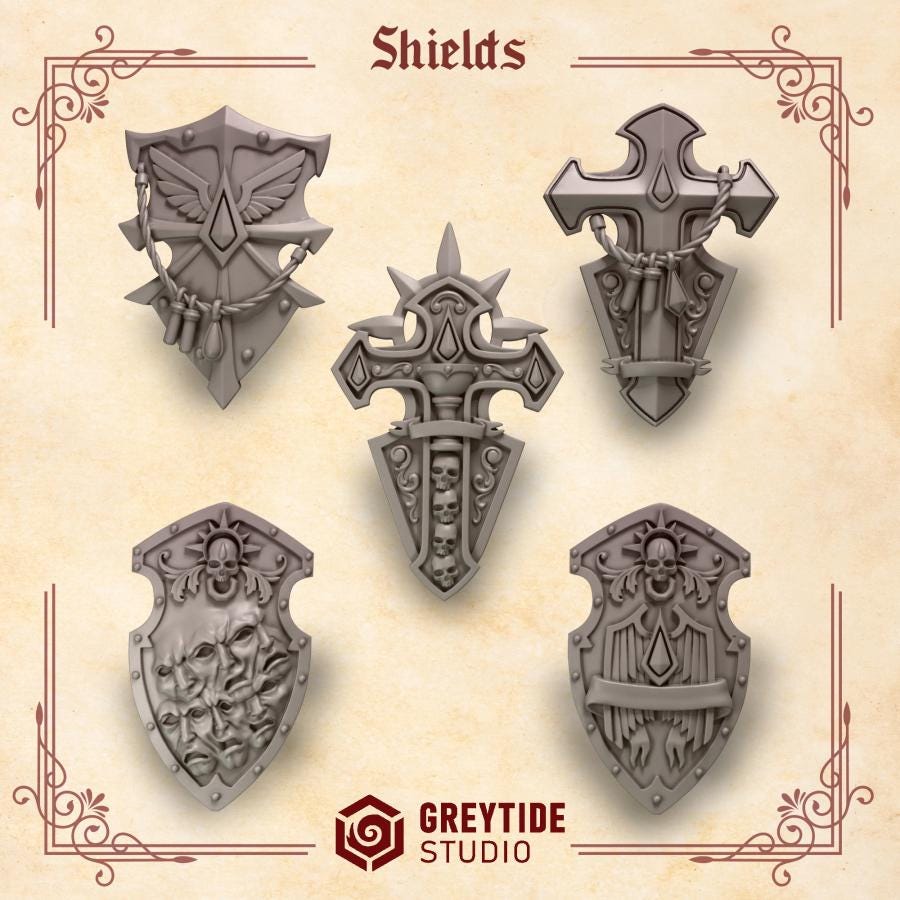 x5 Greytide Studios Crimson lords shields