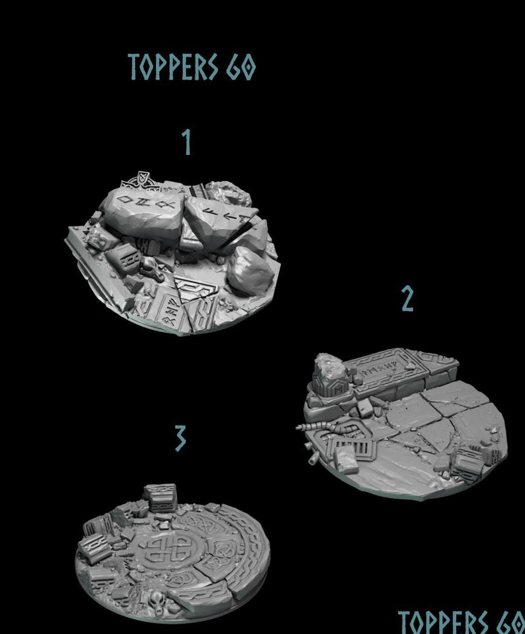 3x Greytide Studios Primal Hounds 60mm base toppers