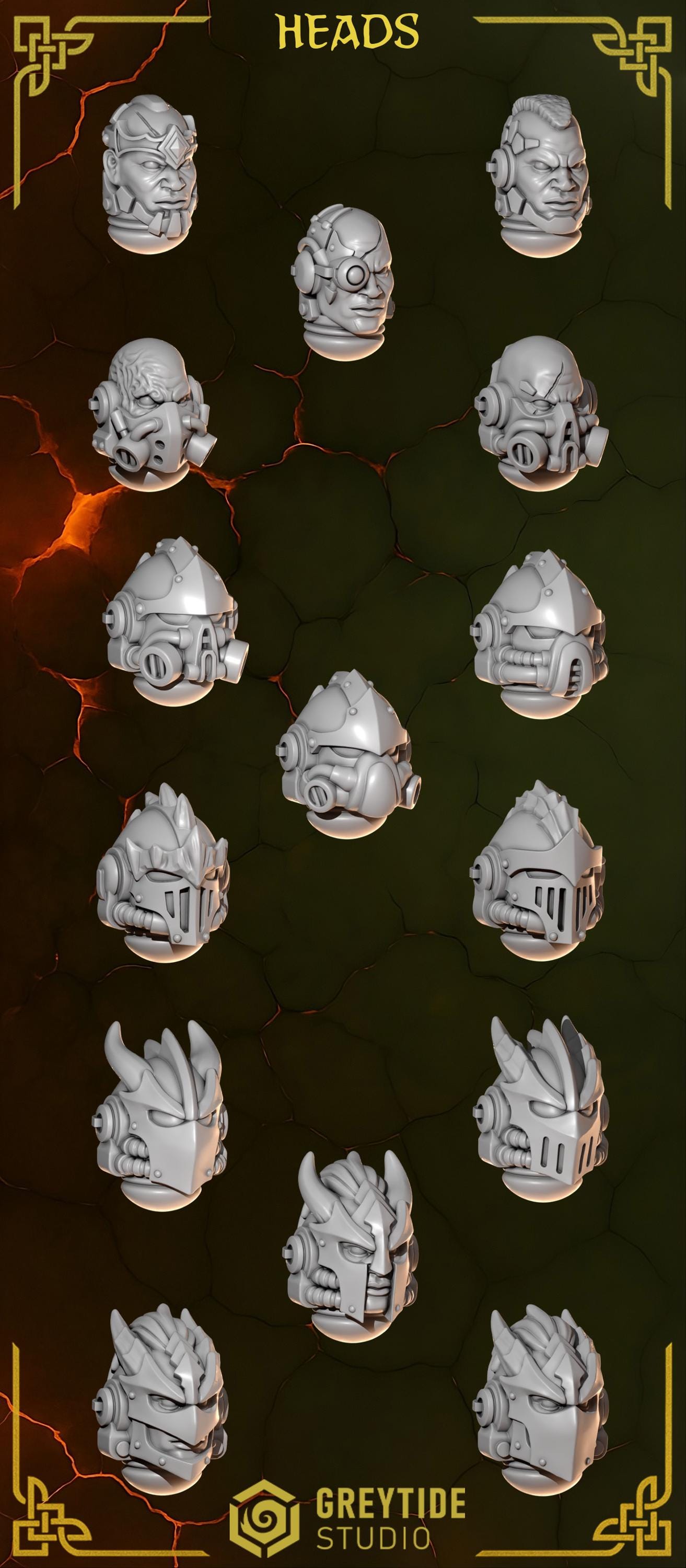 15x NEW Greytide Studios Anvil Warden Heads Pack