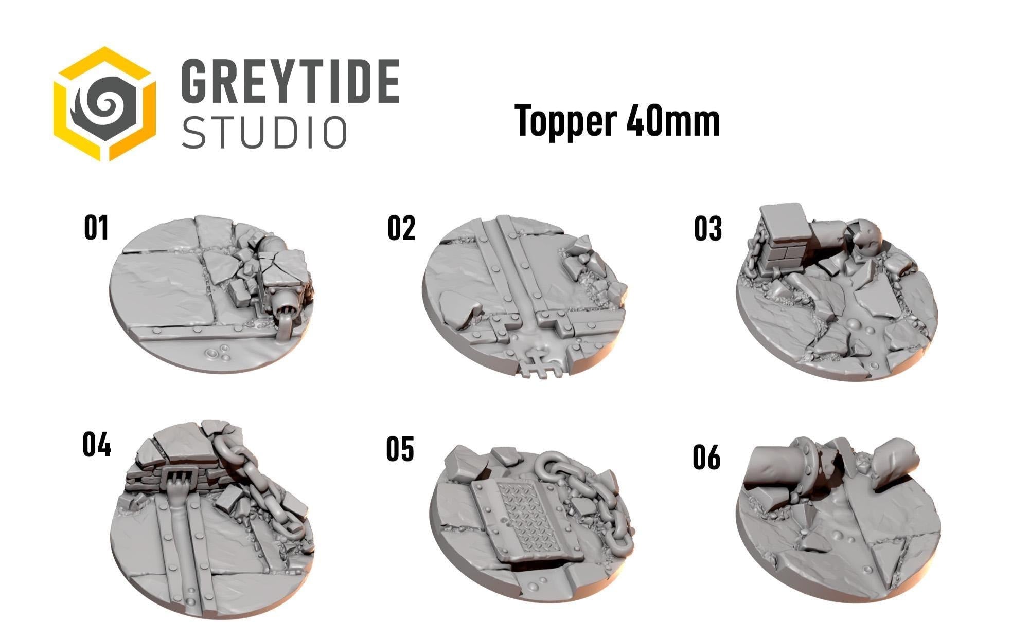 6x Greytide Studios Anvil Warden base 40mm toppers