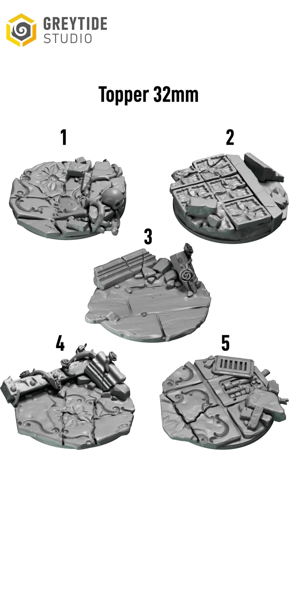 Greytide Studios Crimson lords base toppers 32mm base 5x