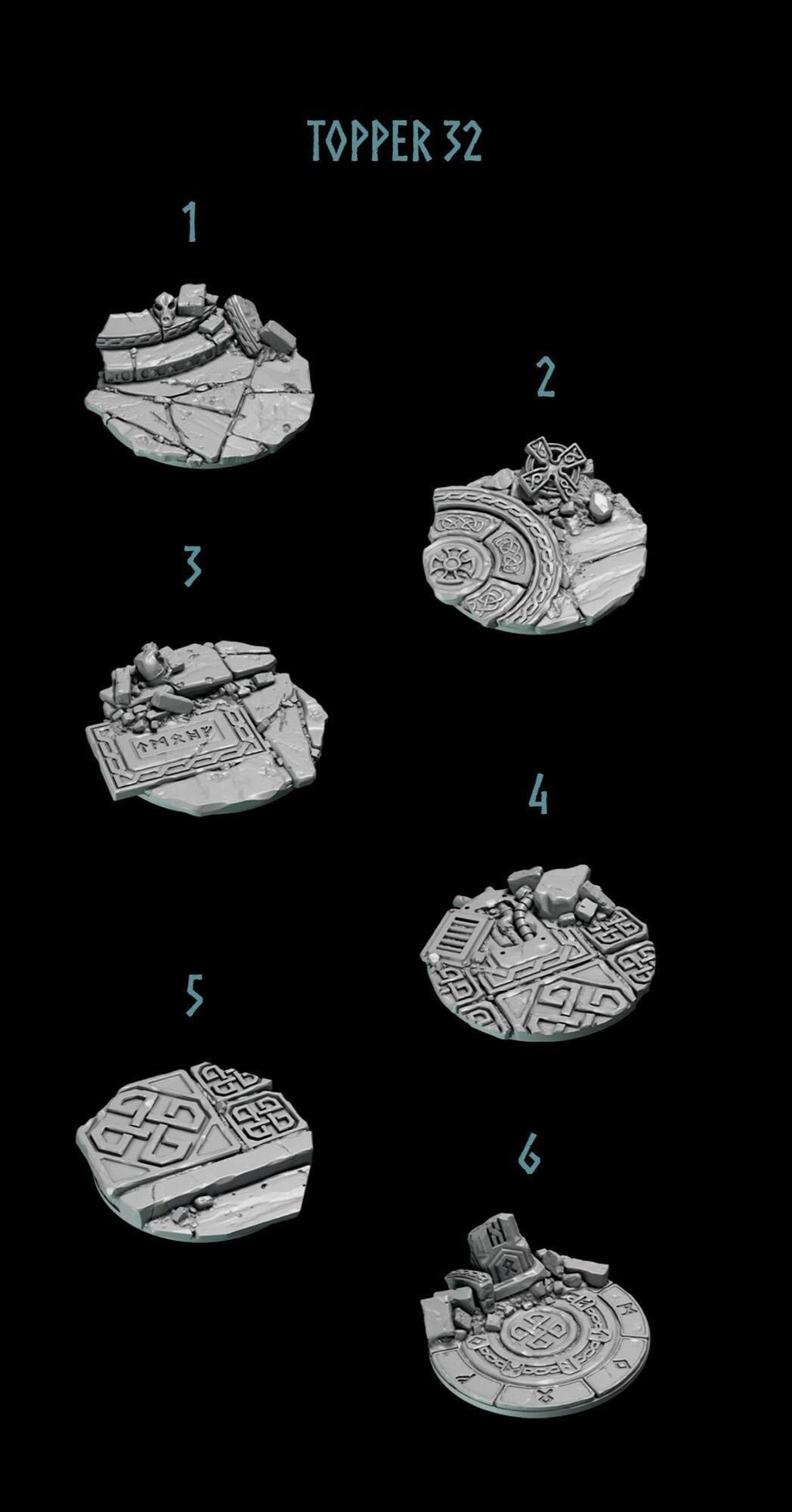 6x Greytide Studios Primal Hounds 32mm base toppers