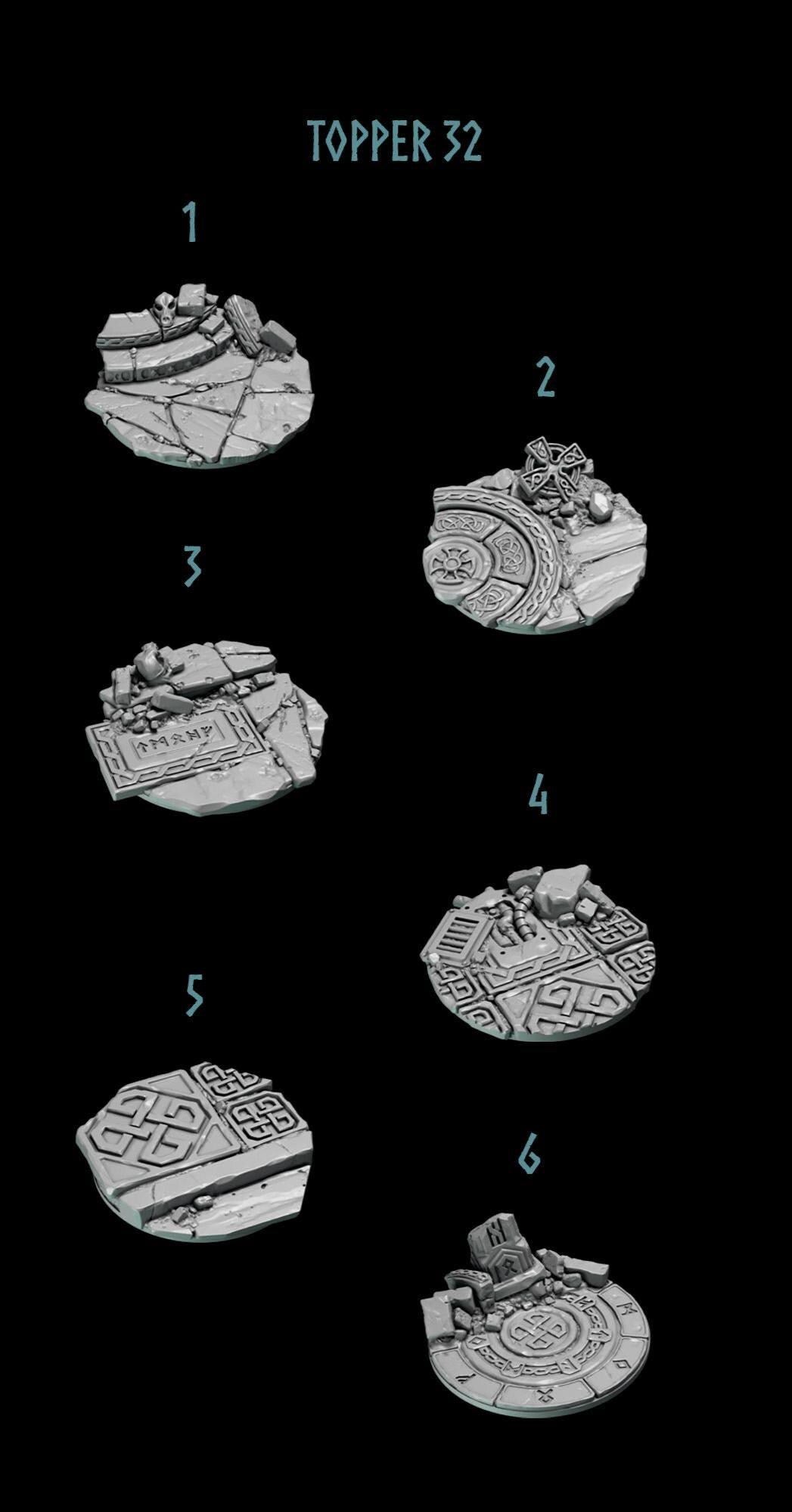 6x Greytide Studios Primal Hounds 32mm base toppers