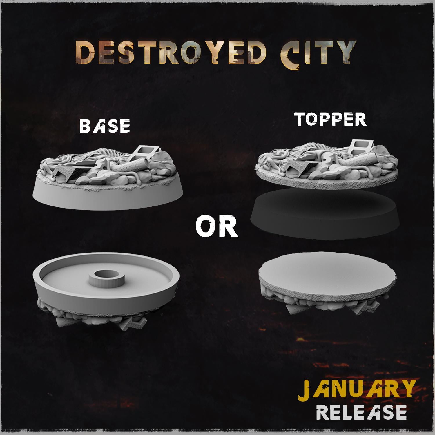Destroyed City - Bases & Toppers by Zabavka Workshop