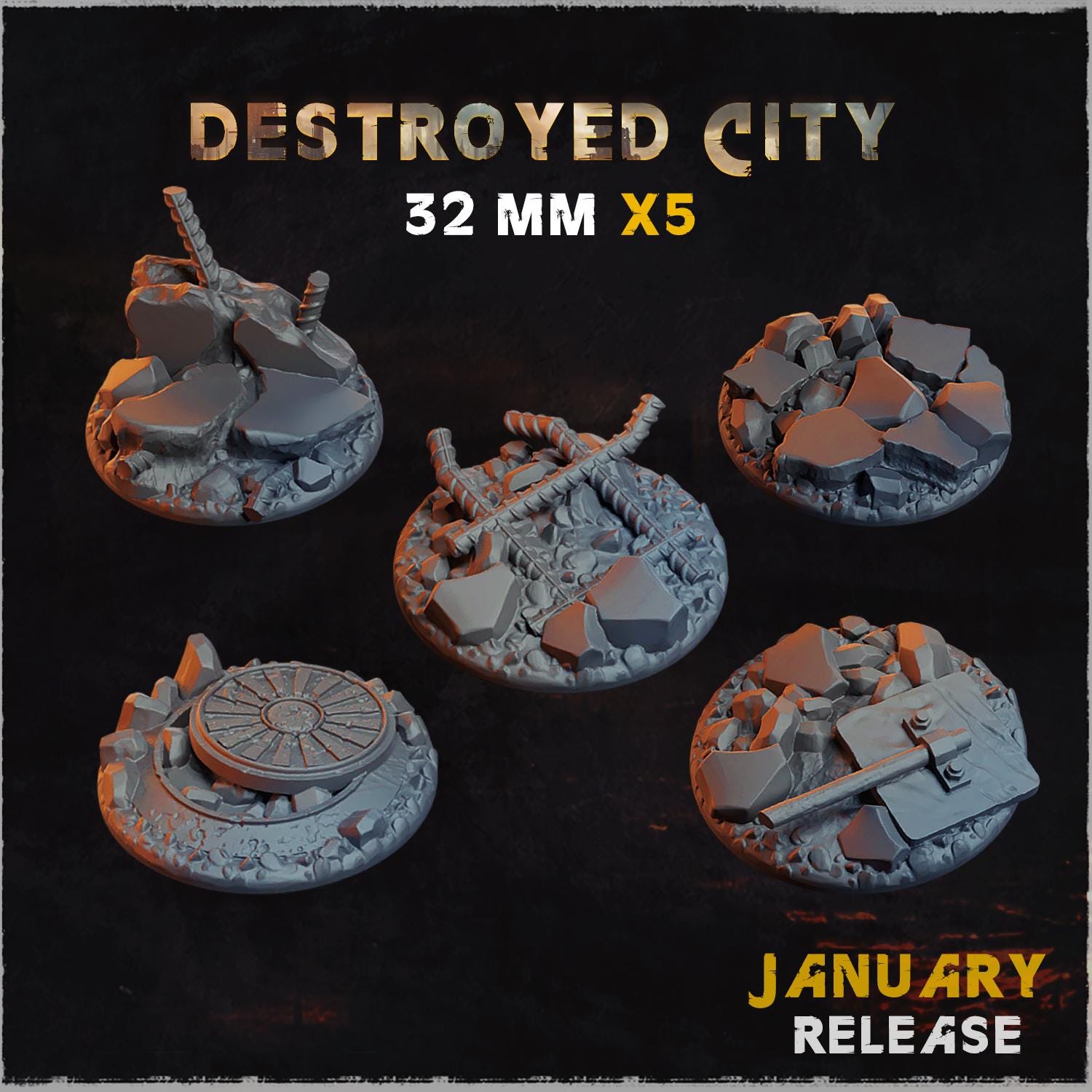 Destroyed City - Bases & Toppers by Zabavka Workshop
