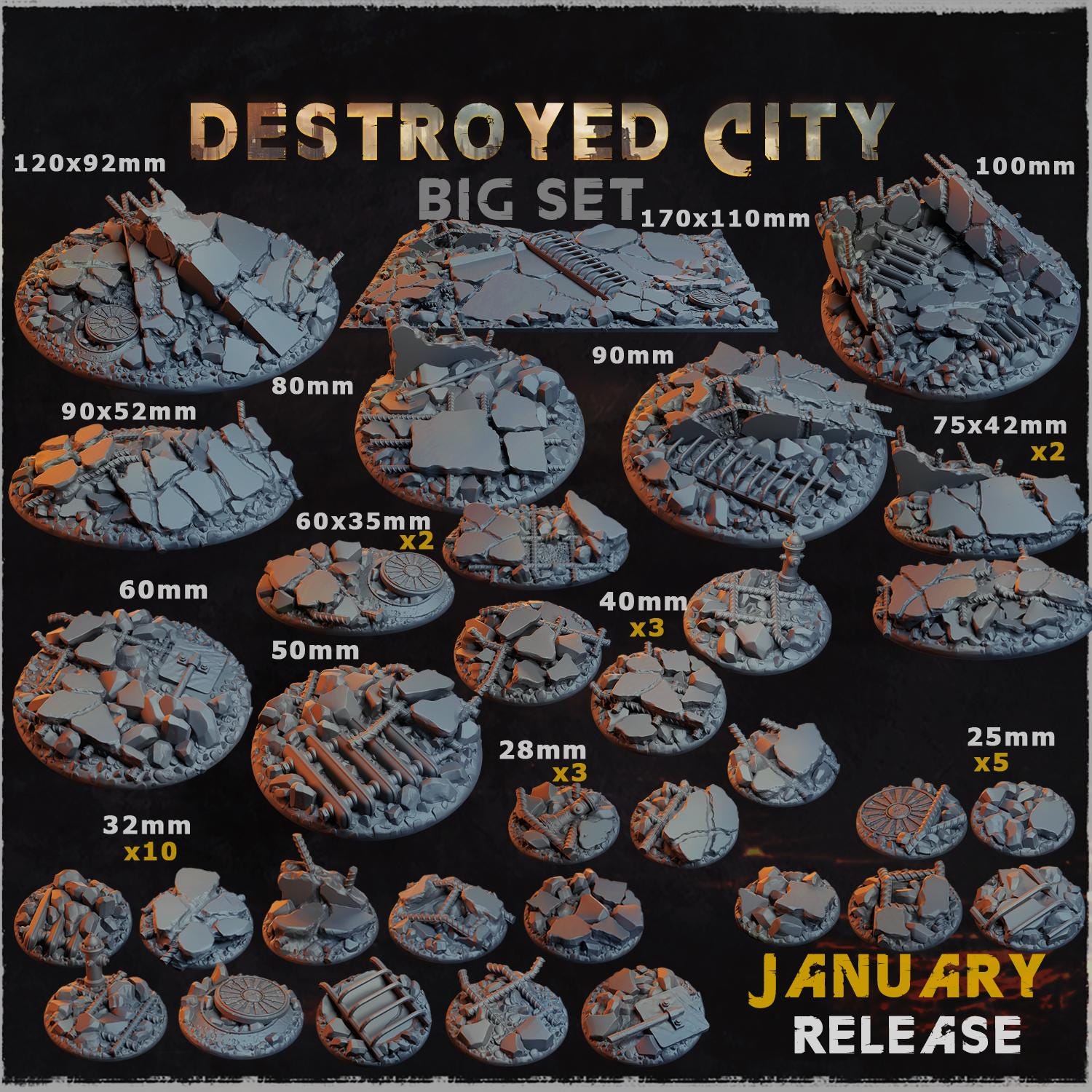 Destroyed City - Bases & Toppers by Zabavka Workshop