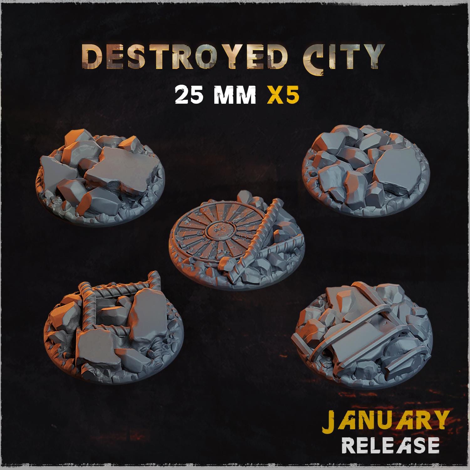 Destroyed City - Bases & Toppers by Zabavka Workshop