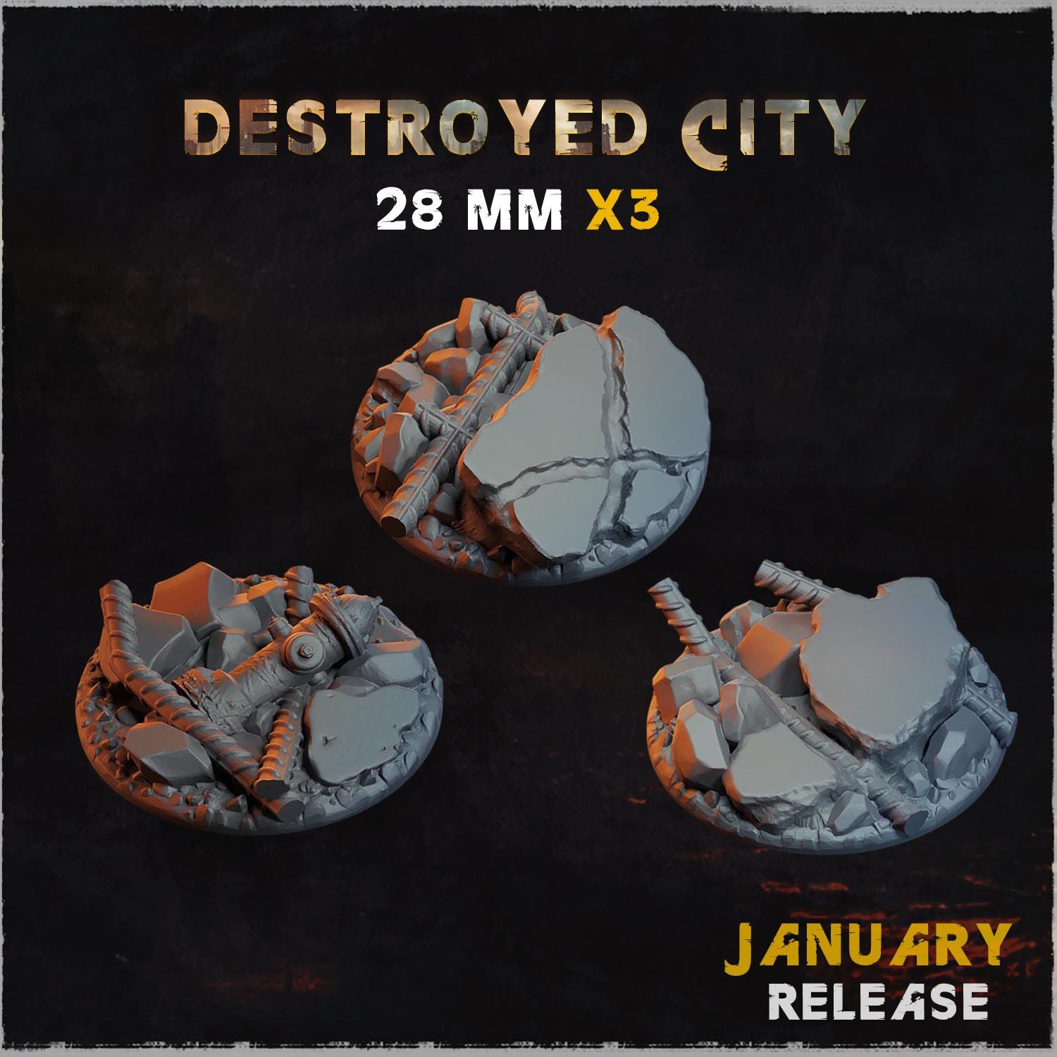Destroyed City - Bases & Toppers by Zabavka Workshop