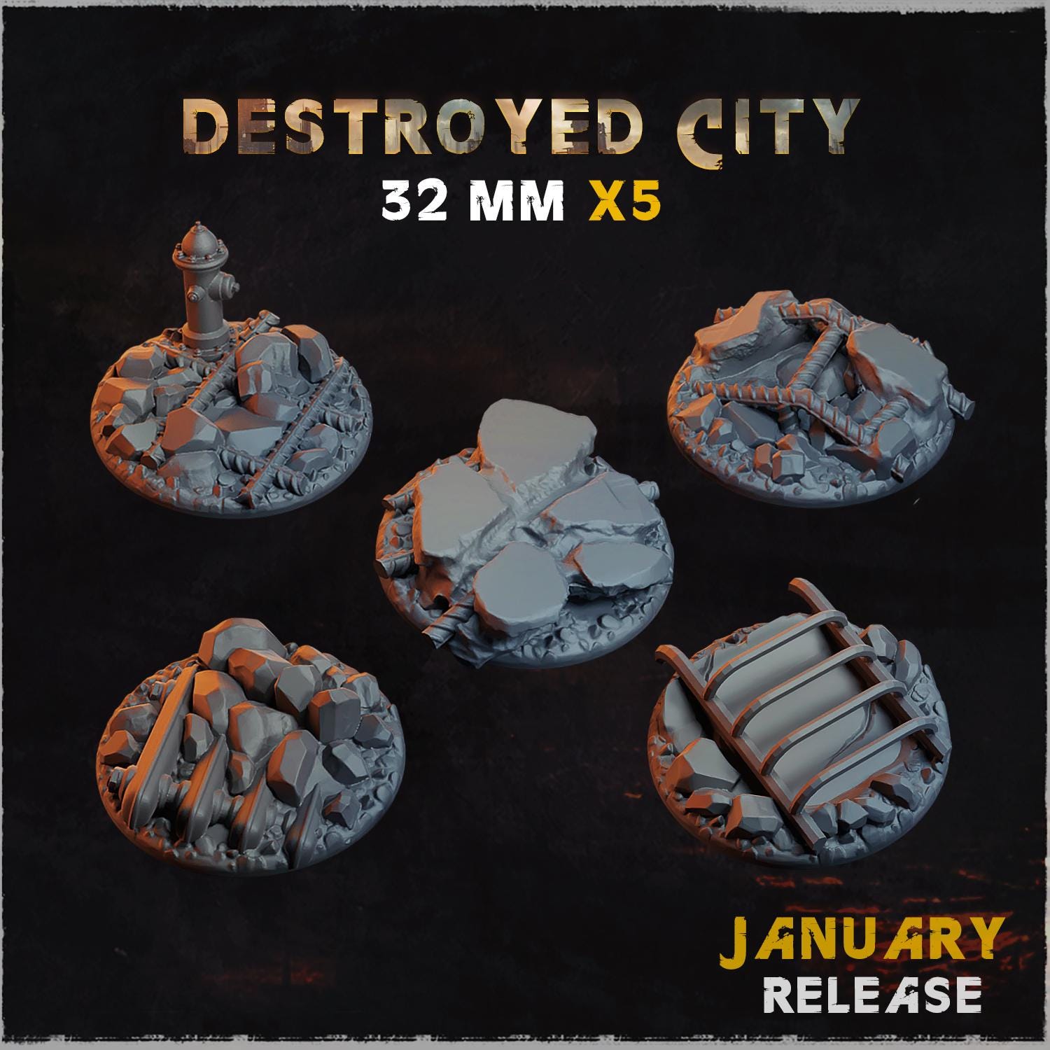 Destroyed City - Bases & Toppers by Zabavka Workshop