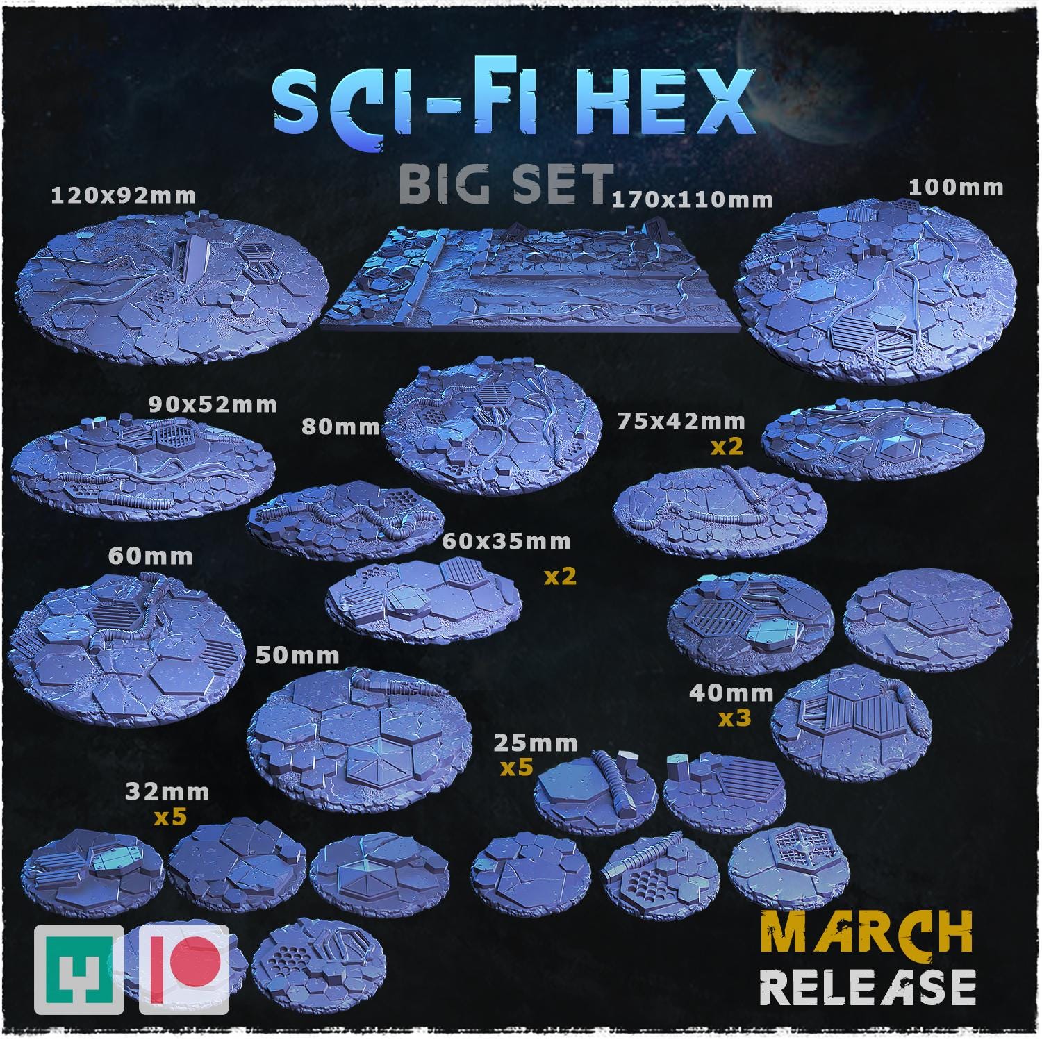Sci fi hex - Bases & Toppers by Zabavka Workshop