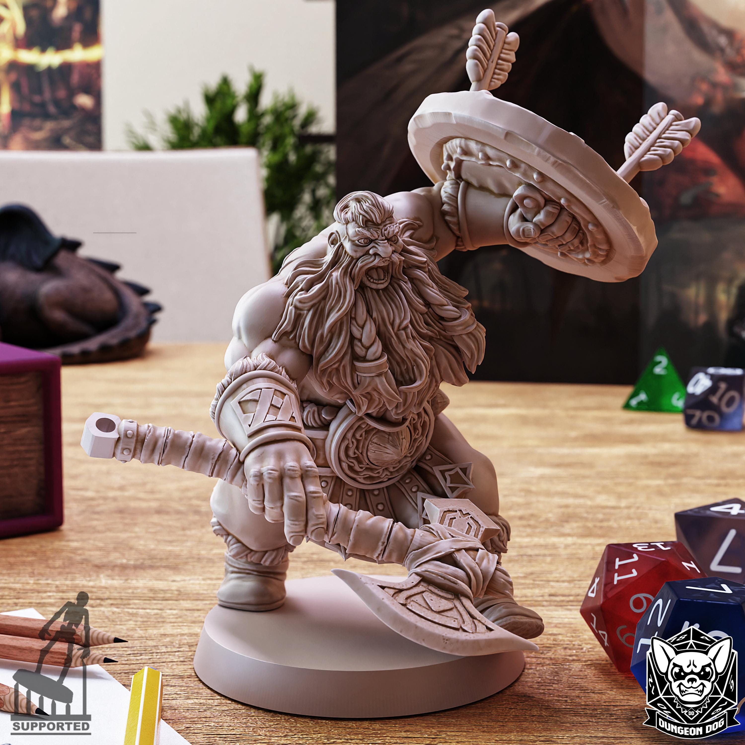 Roleplaying Miniatures Dwarf Barbarian Bundle by Dungeon Dog