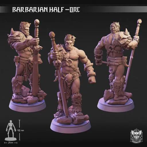 Roleplaying Miniatures Barbarian Half-Orc by Dungeon Dog