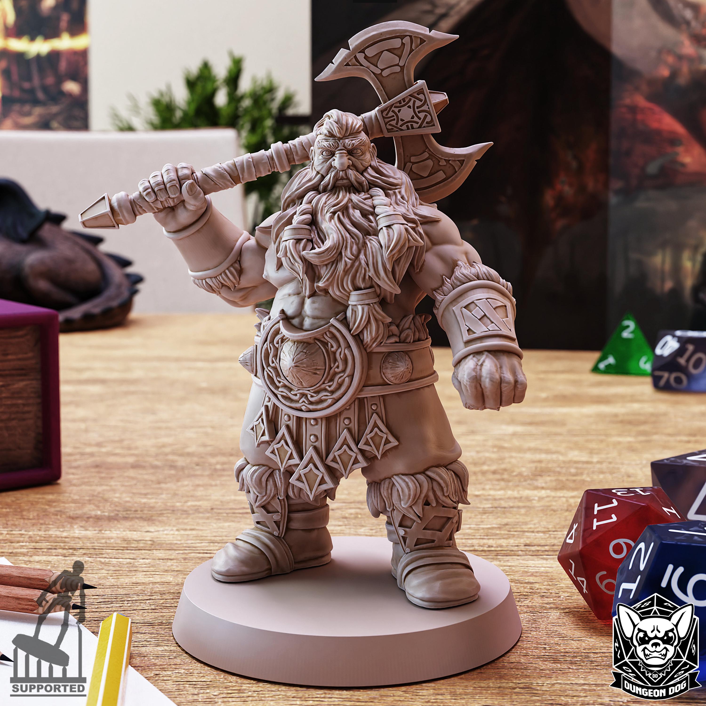 Roleplaying Miniatures Dwarf Barbarian bundle by Dungeon Dog
