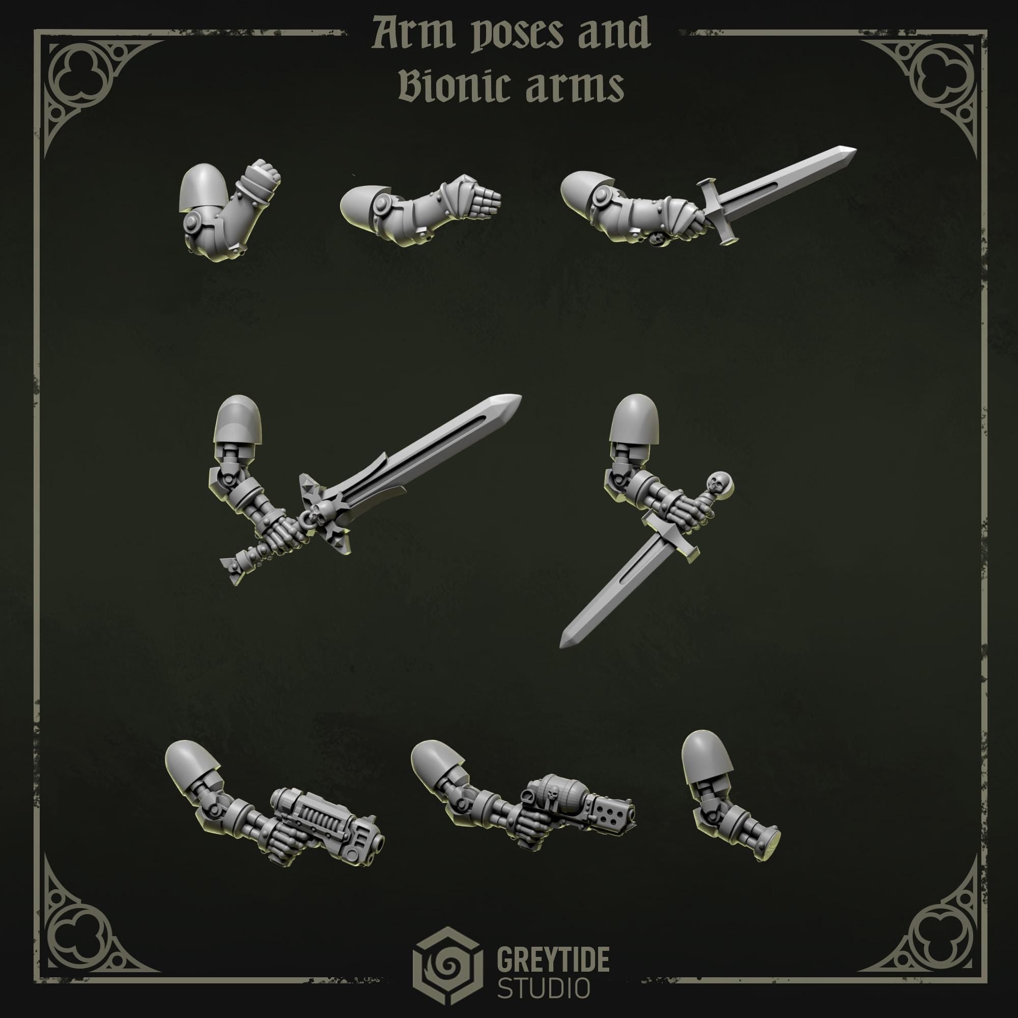Greytide Studios Eternal Pilgrims Arm and bionic arm poses pack